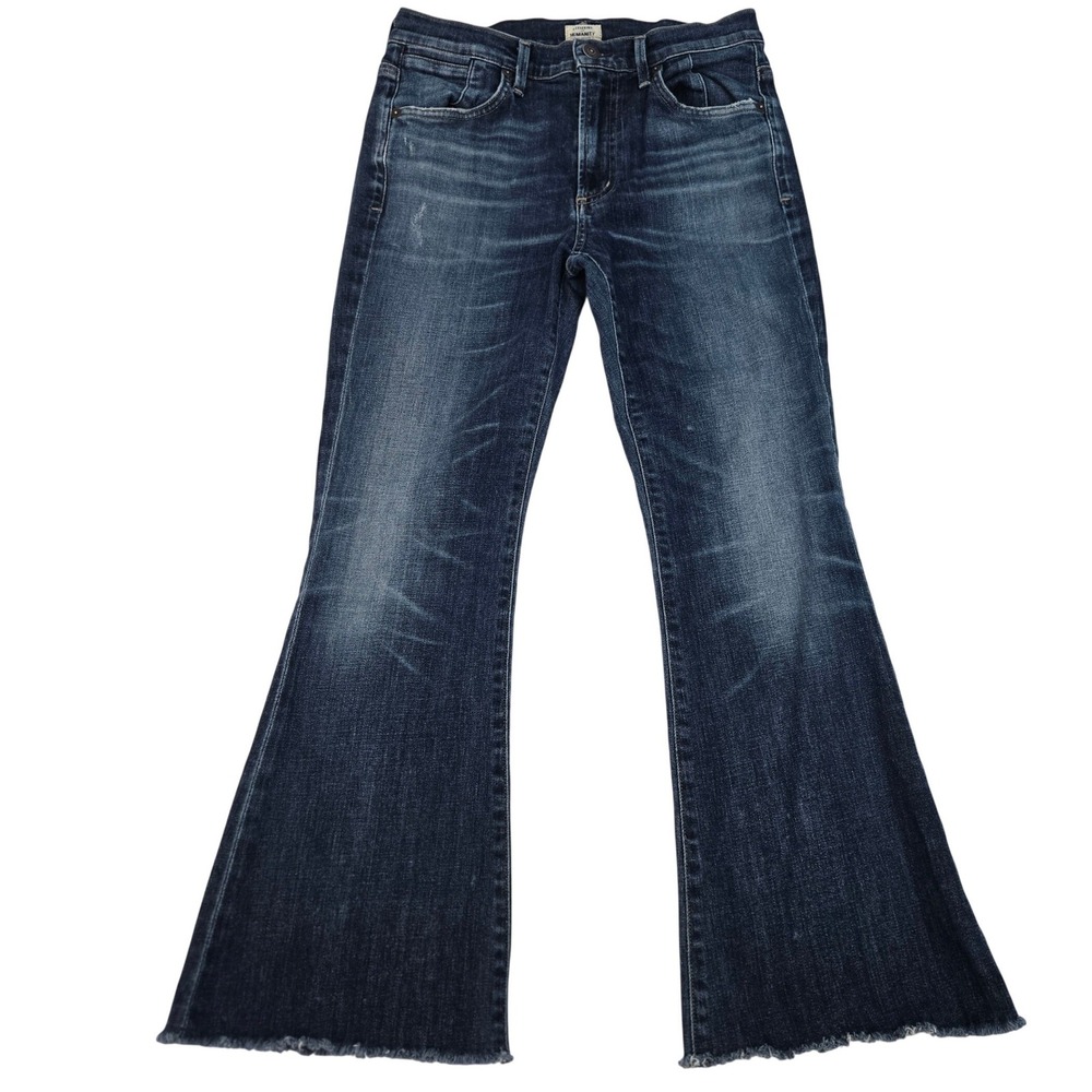 Citizens of Humanity Fleetwood Crop Jeans 27 High Rise Flare Raw Hem USA Made